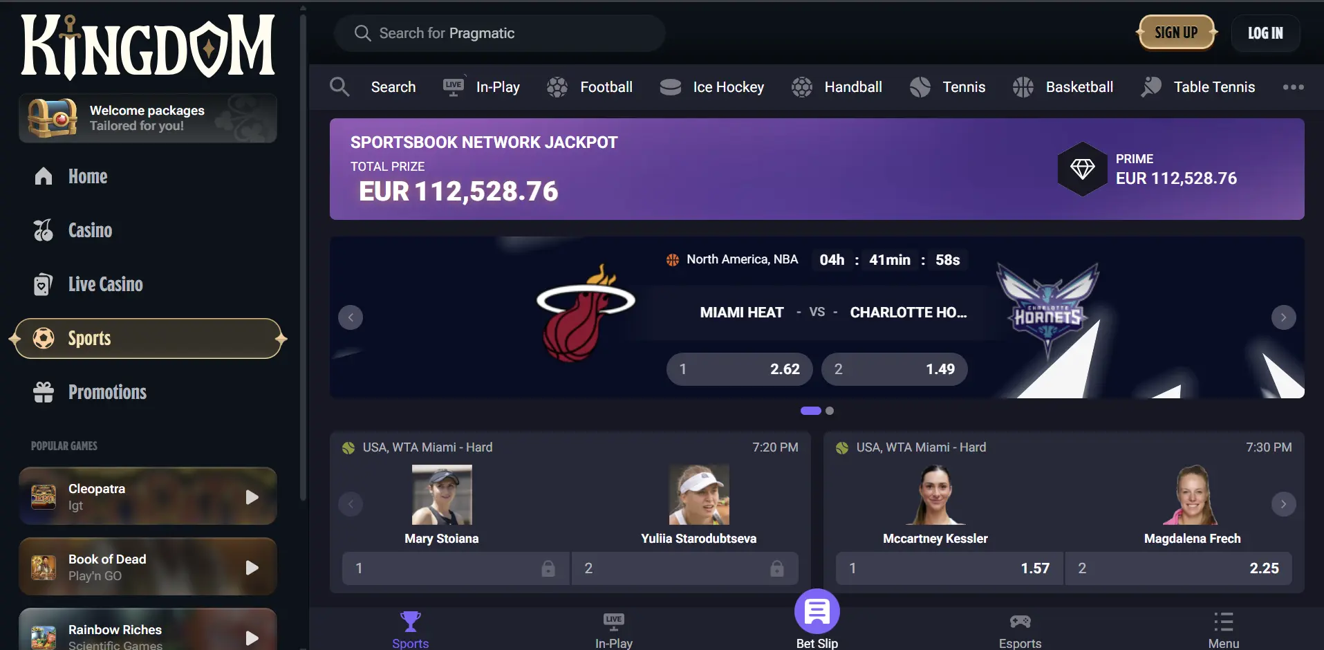 kingdom casino sports section